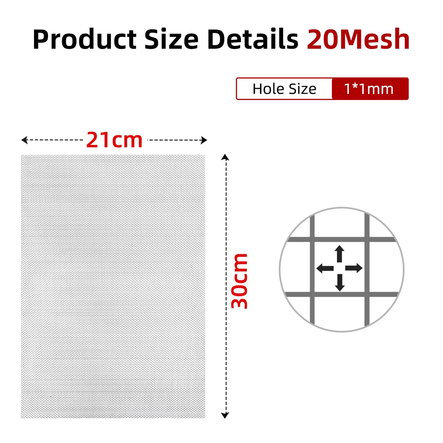 AggFencer 4 Pcs 20 Mesh 304 Stainless Steel Mesh, 12 x 8 Inch Steel Wire Mesh Screen, 52% Open Area Multipurpose Metal Screen(30cm x 21cm)